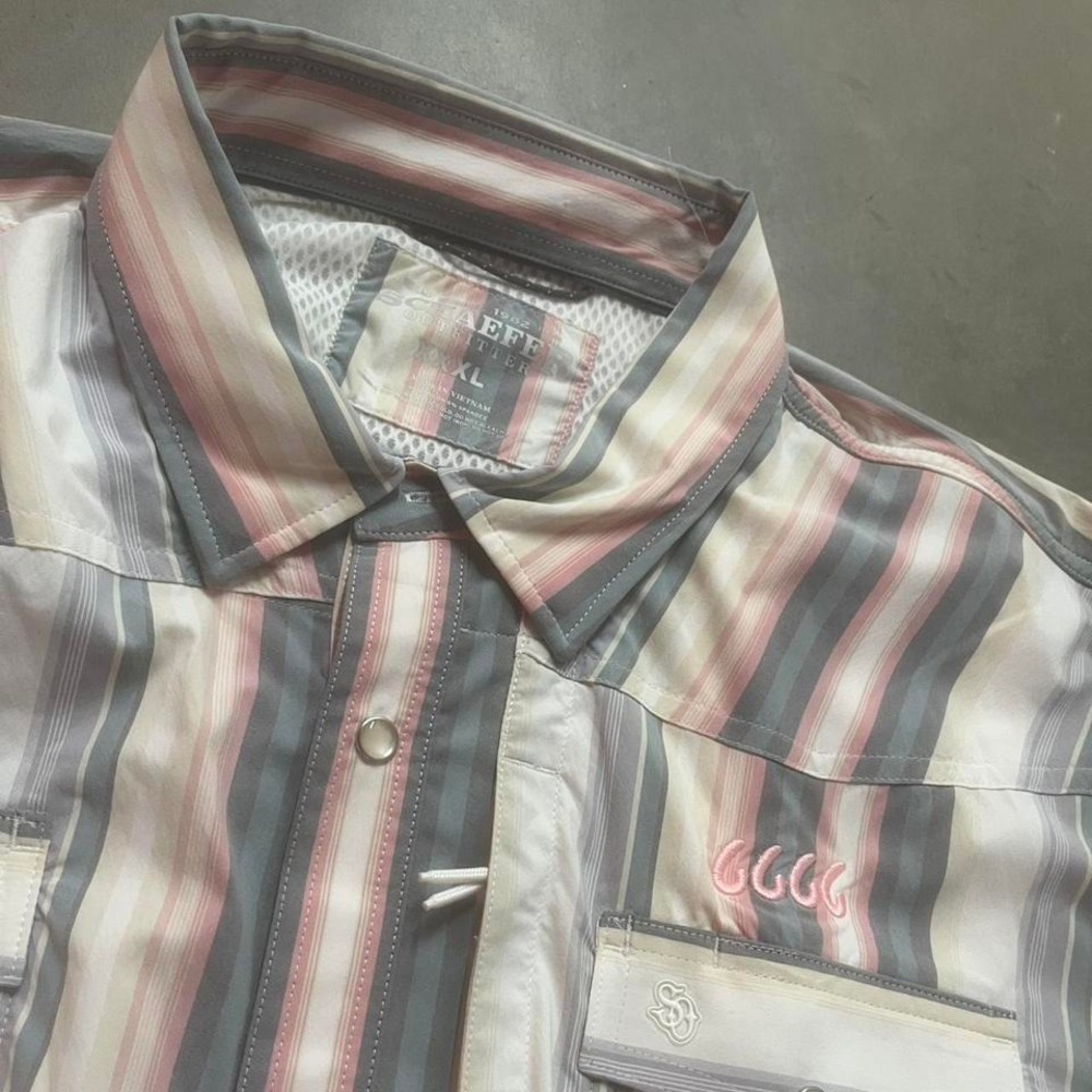 Schaefer men's striped button‎ up pearl snap long sleeve shirt
